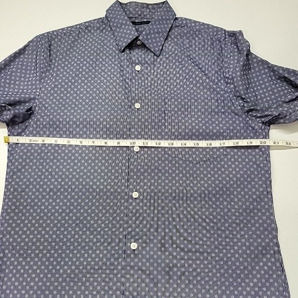 Perry Ellis Mens Long Sleeve Button Up Shirt Blue Stripes Squiggles Size Small - Picture 8 of 10